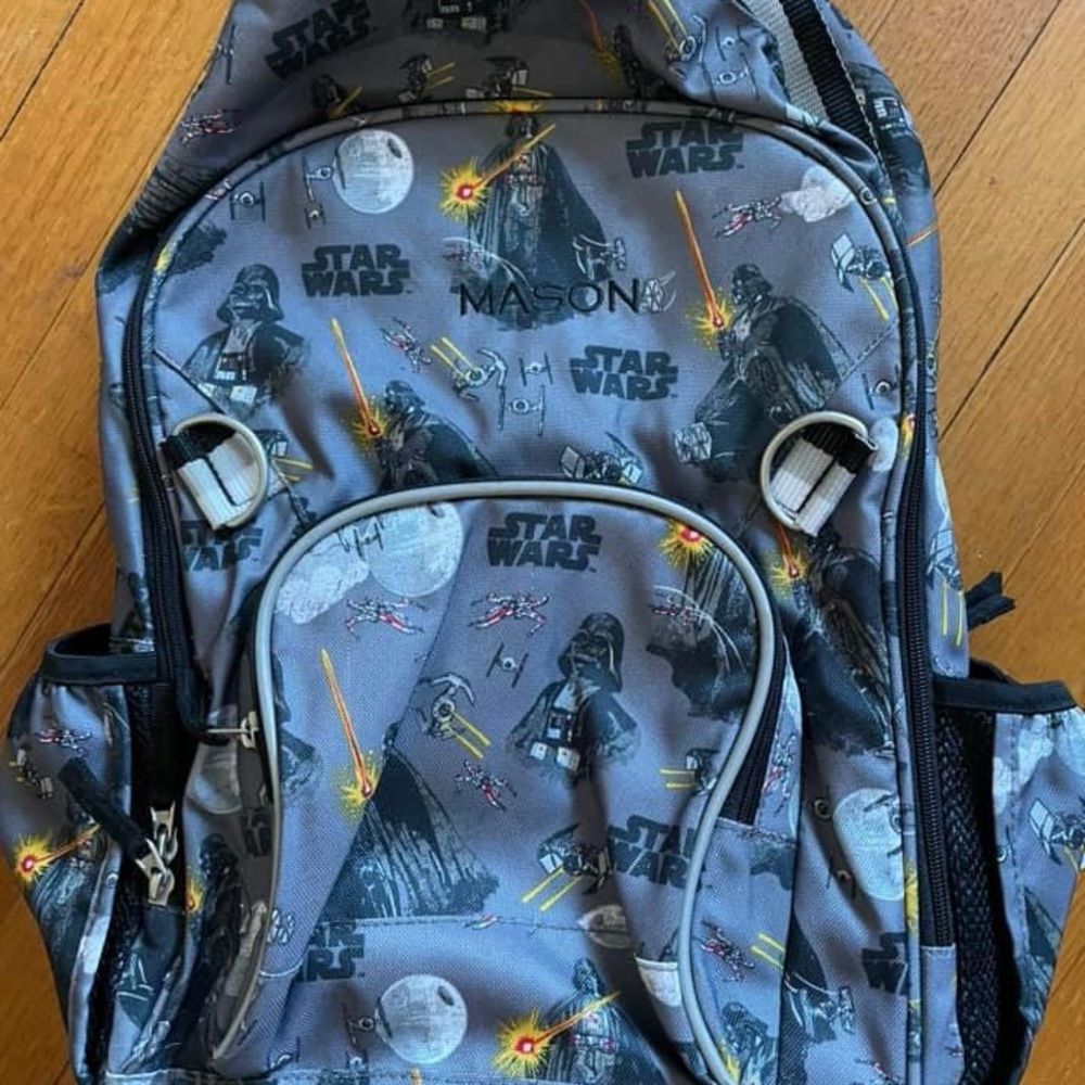 Pottery Barn Kids Star Wars backpack with “Mason” monogram. Like new condition.